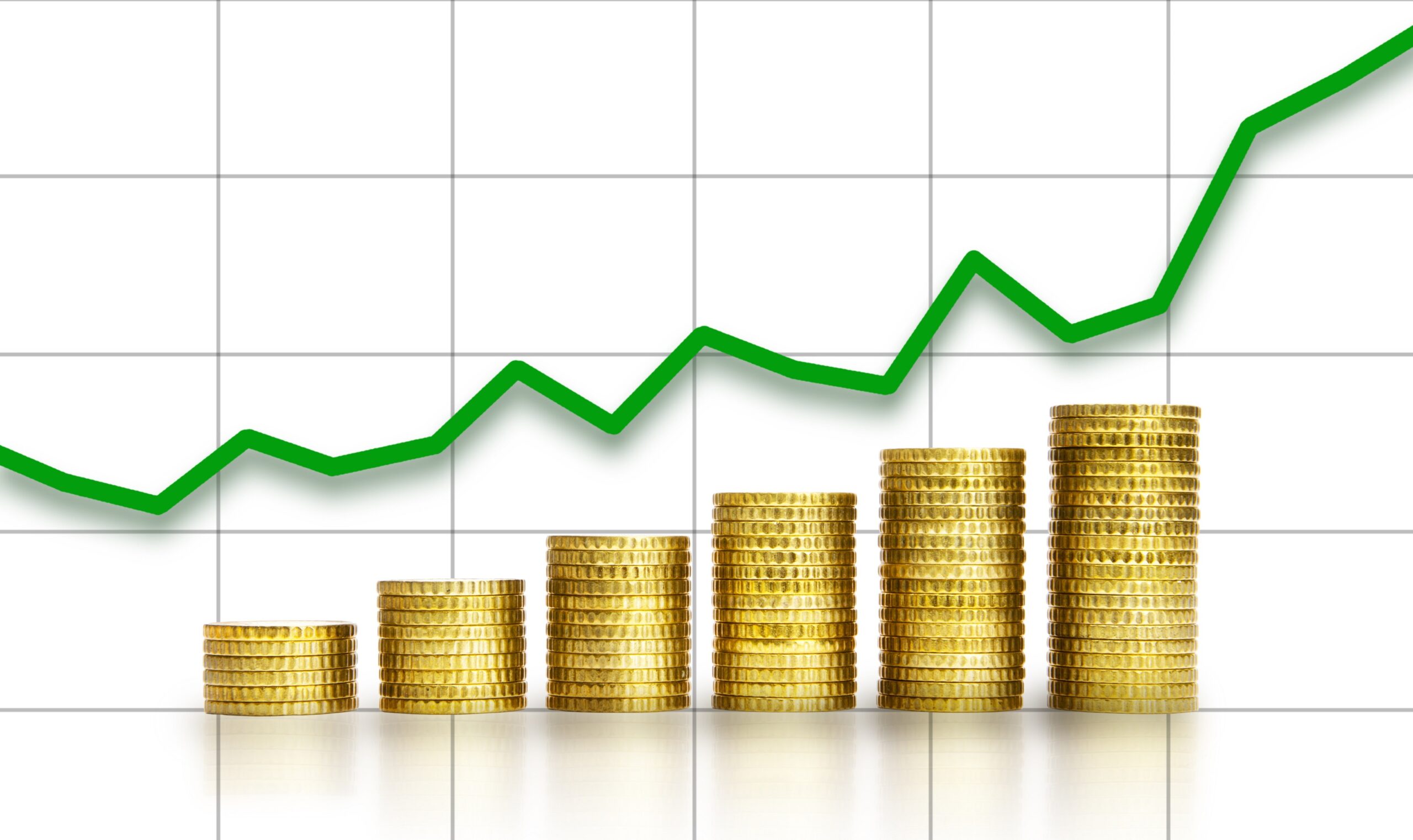 
 financial growth concept with stacks of golden coins		