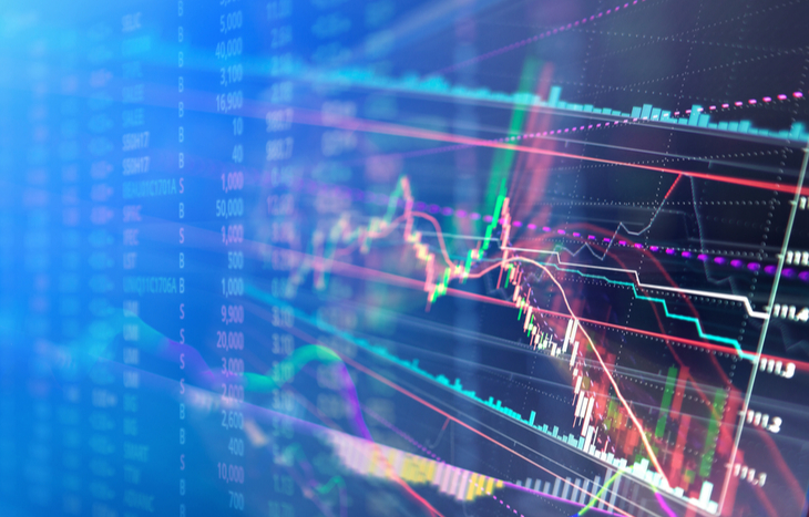 Many different stock chart patterns put together.