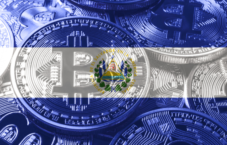 The El Salvador flag and crypto together