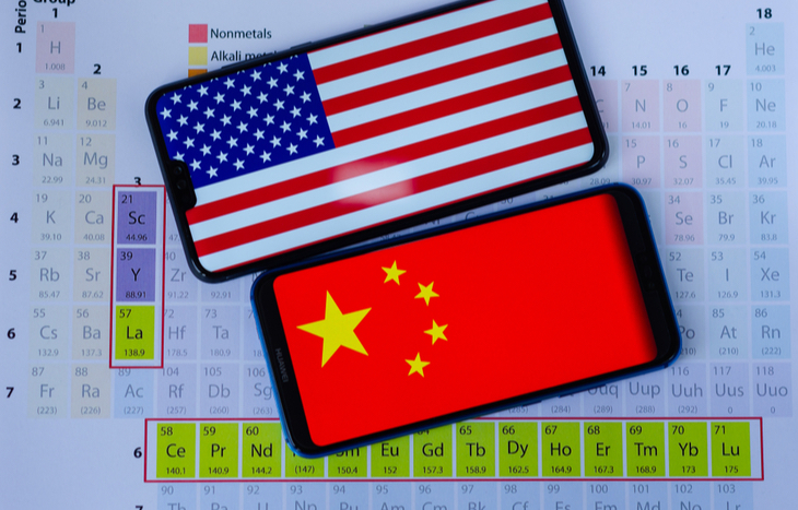 U.S. rare earth stocks and elements vs. China