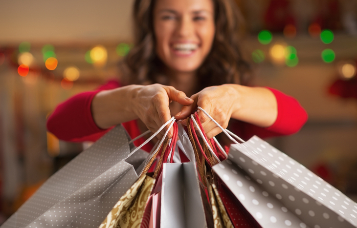 holding shopping for Christmas stocks