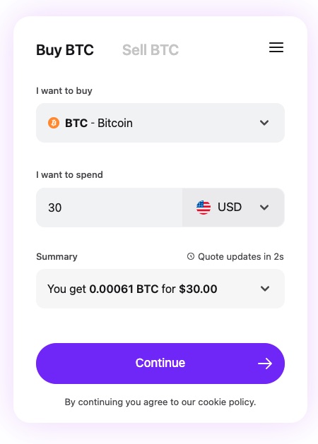 Image of the MoonPay interface.