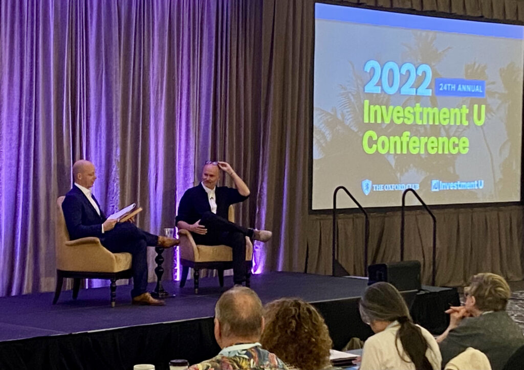 Nathan Hurd interviews Chip Conley at the Investment U conference in 2022